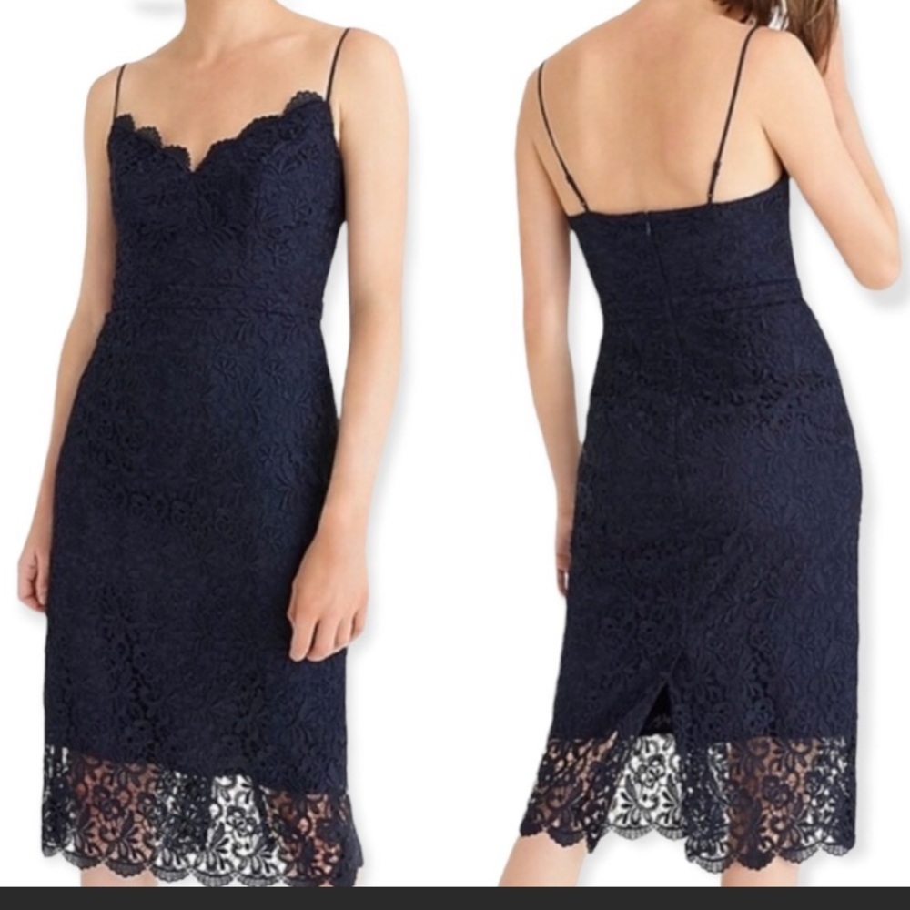 J Crew Navy Lace dress.